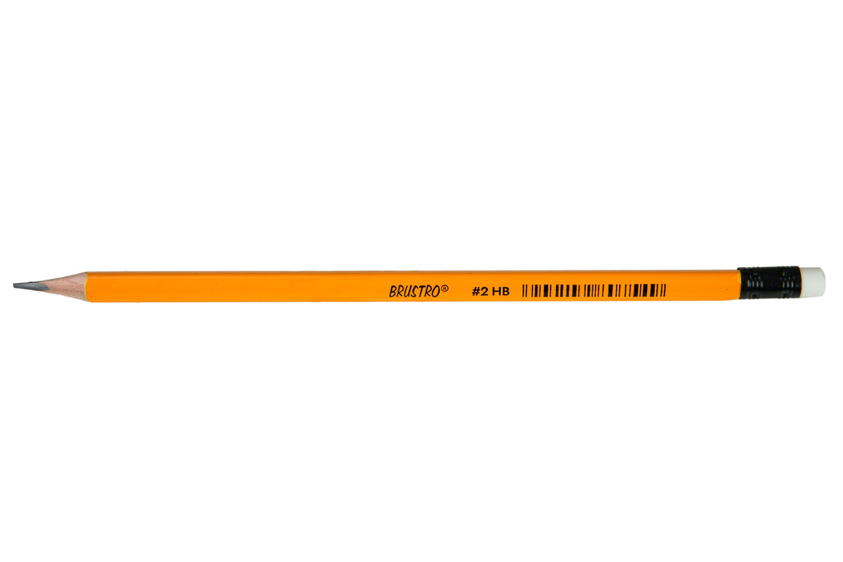 BRUSTRO 2HB Pencils | Pack of 12 | Strong Grip, Extra Dark with Eraser Tip, Pre-Sharpened, Smooth Handwriting, Drawing, Sketching, Mandala, Graphite, Ideal for Students and Adults, School, Office use