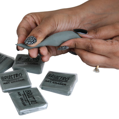 BRUSTRO Kneadable Art Eraser | Pack of 6 | Ideal for Students and Adults,  Soft, Durable, Charcoal, Cleaning, Lightening, Correction of Drawings, Sketching, Art, Fineart, School, Office Use