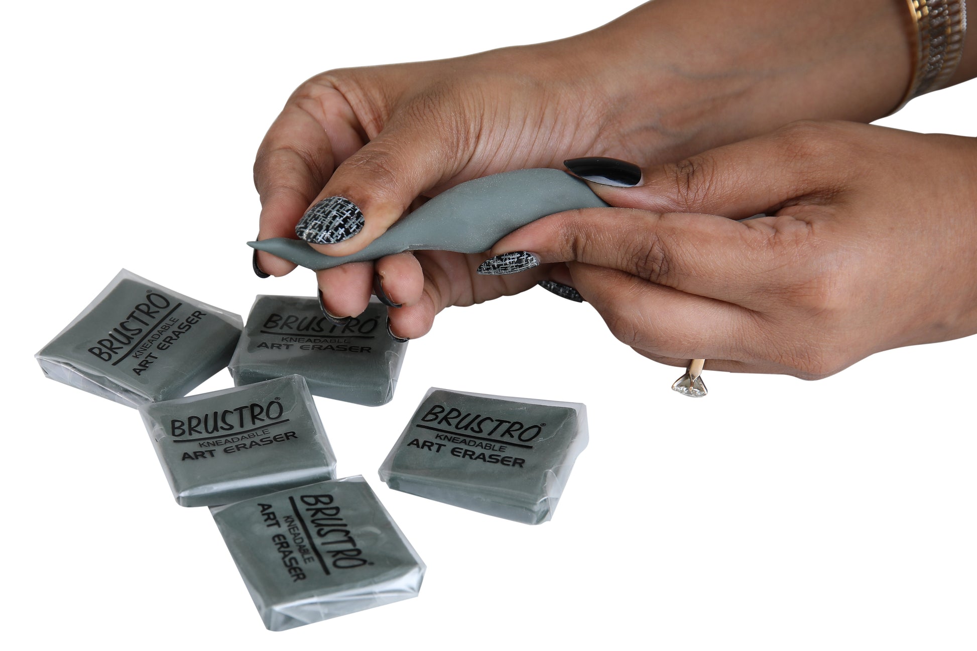 BRUSTRO Kneadable Art Eraser | Pack of 6 | Ideal for Students and Adults,  Soft, Durable, Charcoal, Cleaning, Lightening, Correction of Drawings, Sketching, Art, Fineart, School, Office Use
