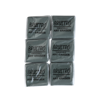 BRUSTRO Kneadable Art Eraser | Pack of 6 | Ideal for Students and Adults,  Soft, Durable, Charcoal, Cleaning, Lightening, Correction of Drawings, Sketching, Art, Fineart, School, Office Use