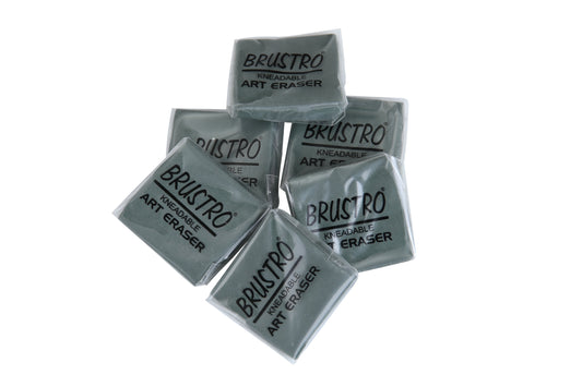 BRUSTRO kneadable Art Eraser Pack of 6 with Blending Stump Set