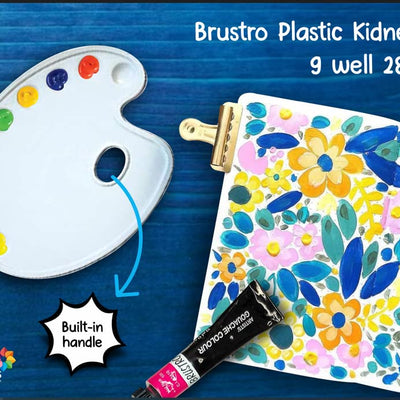 BRUSTRO Oval Shaped 9 Well Plastic Palette 21X28CM. (Pack of 2)