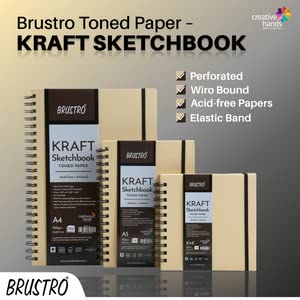 Brustro Toned Paper - Kraft Sketchbook, Wiro Bound, Size A4, 100GSM. (100 Sheets) 200 Pages