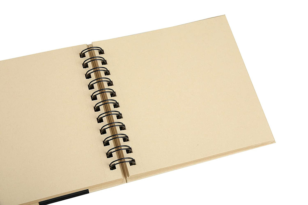 Brustro Toned Paper - Kraft Sketchbook, Wiro Bound, Size A4, 100GSM. (100 Sheets) 200 Pages