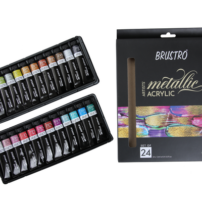 Brustro Artists' Metallic Acrylic Set of 24x12ml tubes