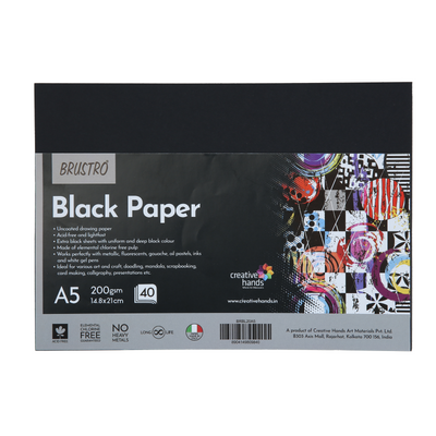 Brustro Artists Metallic Acrylic Set of 24x12ml with Black Paper A5 (40 Sheets)