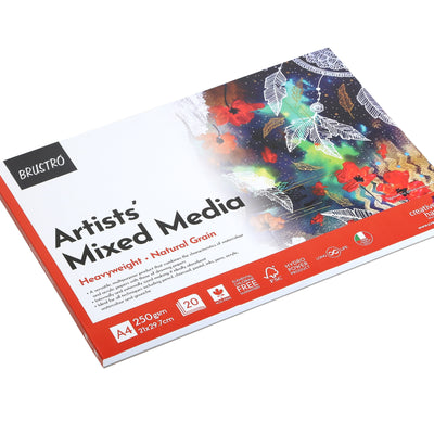 BRUSTRO Artists Mixed Media Glued Pad 250 GSM A4-20 Sheets