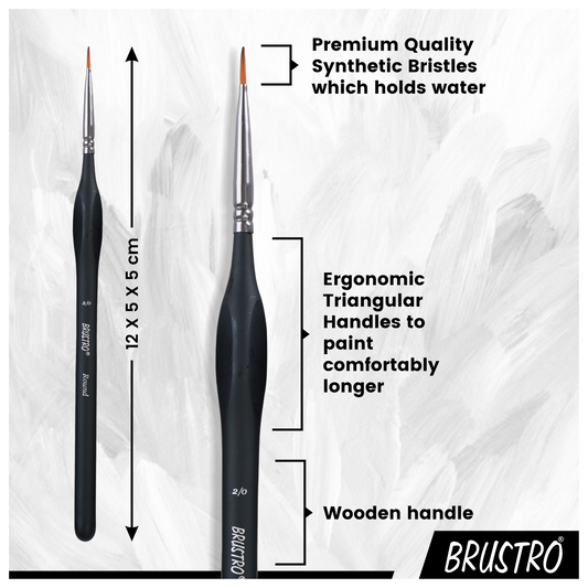 BRUSTRO Artists Watercolours & Acrylics Miniature Brush Set of 12 with Free Brush Holder and BRUSTRO Artist 25% Cotton Watercolour Pad Cold Pressed 200 GSM A4 Pad 20 Sheets