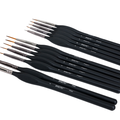 BRUSTRO Artists Watercolours & Acrylics Miniature Brush Set of 12 with Free Brush Holder and BRUSTRO Artist 25% Cotton Watercolour Pad Cold Pressed 200 GSM A4 Pad 20 Sheets
