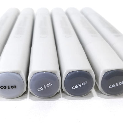 BRUSTRO Twin Tip Alcohol Based Marker Sets (CG A (6)) in Crossline PP See Through Box