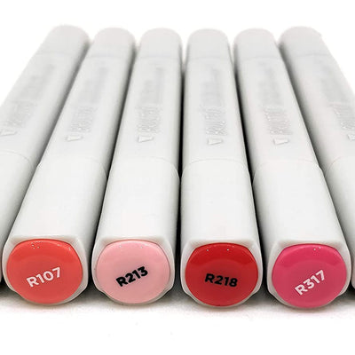 BRUSTRO Twin Tip Alcohol Based Marker Set of 6 (Reds) in Crossline PP See Through Box