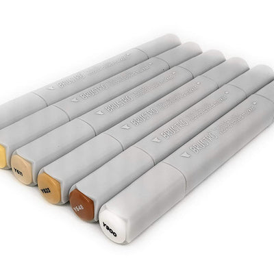 BRUSTRO Twin Tip Alcohol Based Marker Set of 6 (Skin) in Crossline PP See Through Box