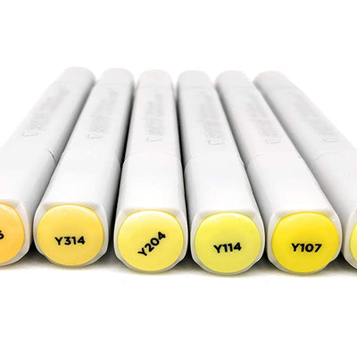 BRUSTRO Twin Tip Alcohol Based Marker Set of 6 (Yellows) in Crossline PP See Through Box