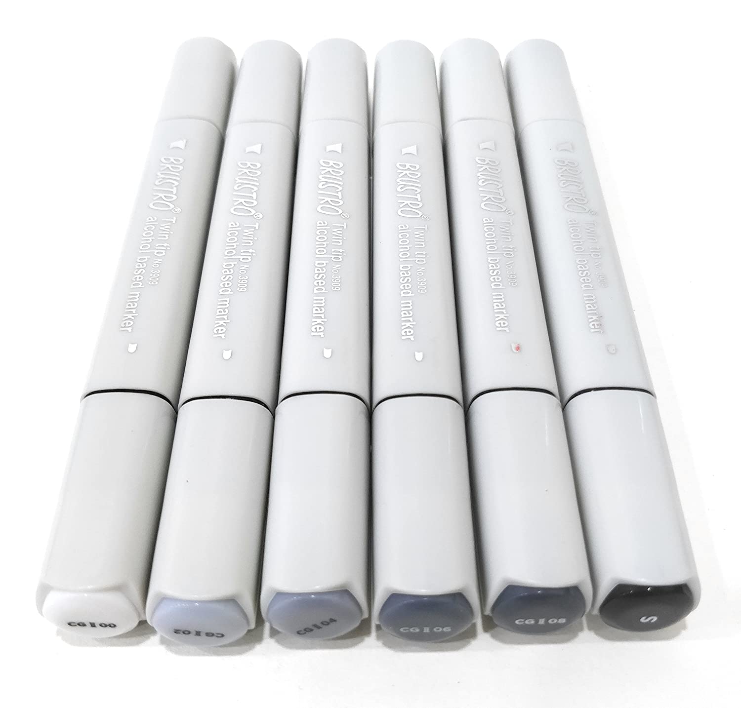 BRUSTRO Twin Tip Alcohol Based Marker Sets (CG B (6)) in Crossline PP See Through Box