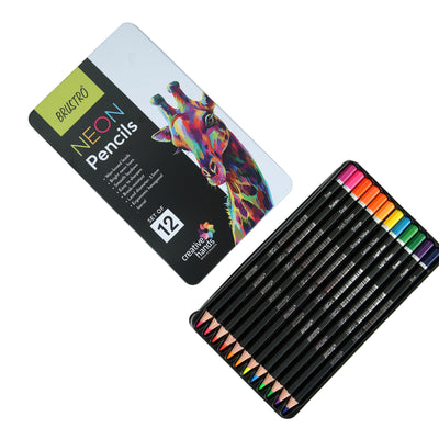 Brustro Neon Pencils Set of 12 (in Elegant tin Box)