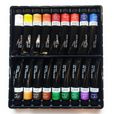 BRUSTRO Artists’ Oil Colour Set of 18 Colours X 12ML Tubes