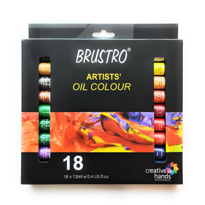 BRUSTRO Artists’ Oil Colour Set of 18 Colours X 12ML Tubes