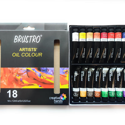 BRUSTRO Artists’ Oil Colour Set of 18 Colours X 12ML Tubes
