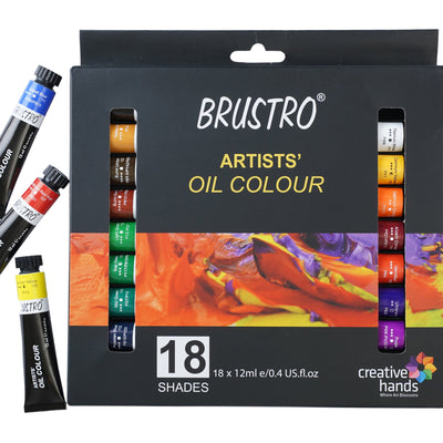 BRUSTRO Artists’ Oil Colour Set of 18 Colours X 12ML Tubes