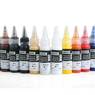 Brustro Professional Artists' Acrylic Ink Set of 12 x 20ml