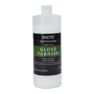 Brustro Artist's Varnish| High Gloss Finish |1000ml|Apply with Brush |Perfect Coating on Acrylic Painting,Non-yellowing,Transparent,Canvas,Paper, Artwork Protection.