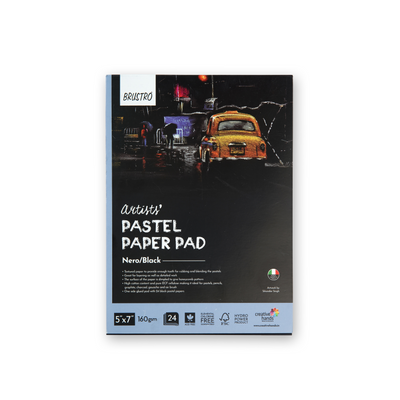 Brustro Artists' Pastel Paper Pad of 24 Sheets (160 GSM), Colour - Black, Size - 5 x 7"