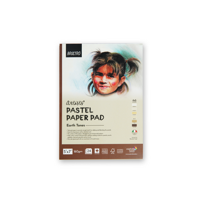Brustro Artists' Pastel Paper Pad of 24 Sheets (160 GSM), Colour - Earth Tones, Size - 5 x 7"