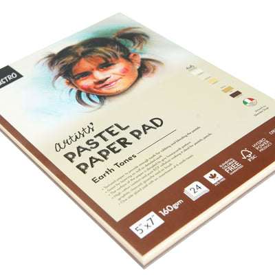 Brustro Artists' Pastel Paper Pad of 24 Sheets (160 GSM), Colour - Earth Tones, Size - 5 x 7"