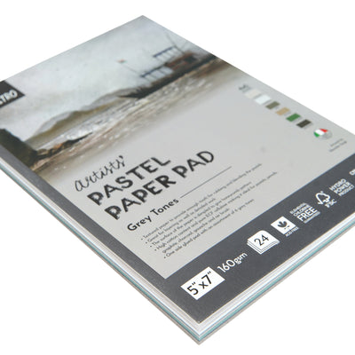 Brustro Artists' Pastel Paper Pad of 24 Sheets (160 GSM), Colour - Grey Tones, Size - 5 x 7"