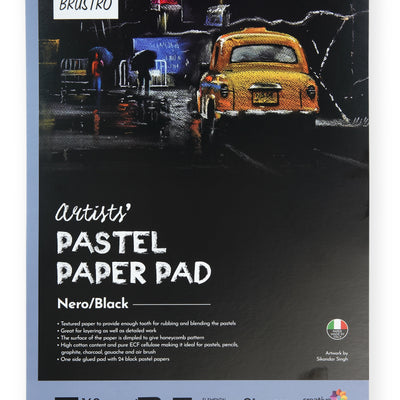 Brustro Artists' Pastel Paper Pad of 24 Sheets (160 GSM), Colour - Black, Size - A4
