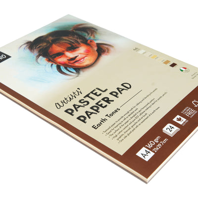 Brustro Artists' Pastel Paper Pad of 24 Sheets (160 GSM), Colour - Earth Tones, Size - A4