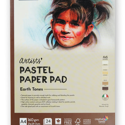 Brustro Artists' Pastel Paper Pad of 24 Sheets (160 GSM), Colour - Earth Tones, Size - A4