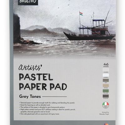 Brustro Artists' Pastel Paper Pad of 24 Sheets (160 GSM), Colour - Grey Tones, Size - A4