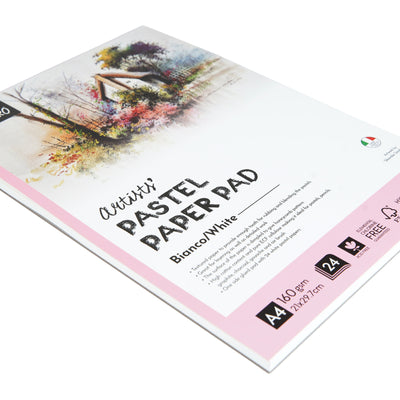 Brustro Artists' Pastel Paper Pad of 24 Sheets (160 GSM), Colour - White, Size - A4
