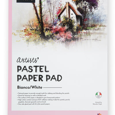 Brustro Artists' Pastel Paper Pad of 24 Sheets (160 GSM), Colour - White, Size - A4
