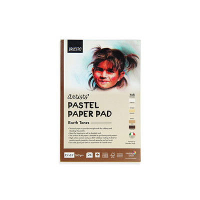Brustro Artists’ Pastel Paper Pad of 24 Sheets (160 GSM), Colour – Earth Tones, Size – 3.5"X5.5"