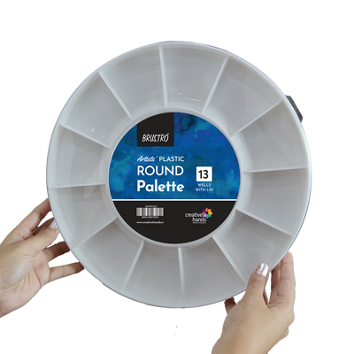 Brustro Round Plastic Palette 13 Wells with Clear lid (30 cm/12” Dia)
