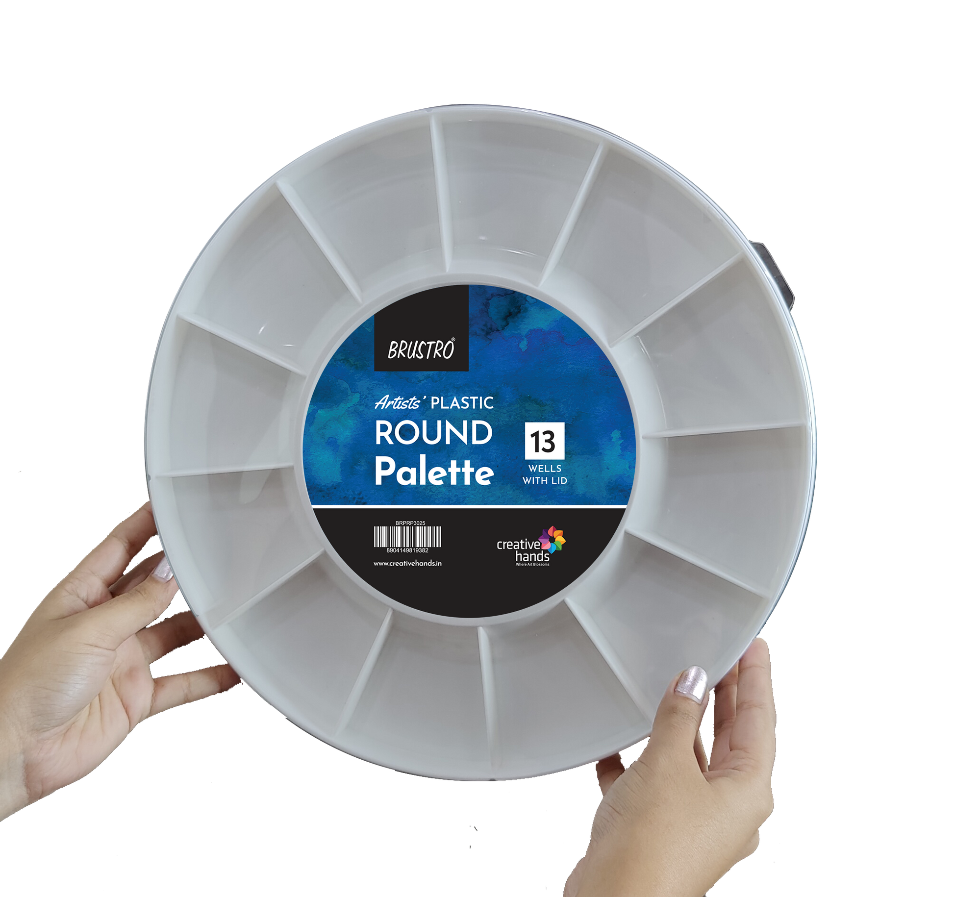 Brustro Round Plastic Palette 13 Wells with Clear lid (30 cm/12” Dia)