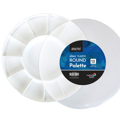 Brustro Round Plastic Palette 13 Wells with Clear lid (30 cm/12” Dia)