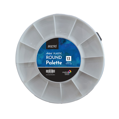 Brustro Round Plastic Palette 13 Wells with Clear lid (30 cm/12” Dia)
