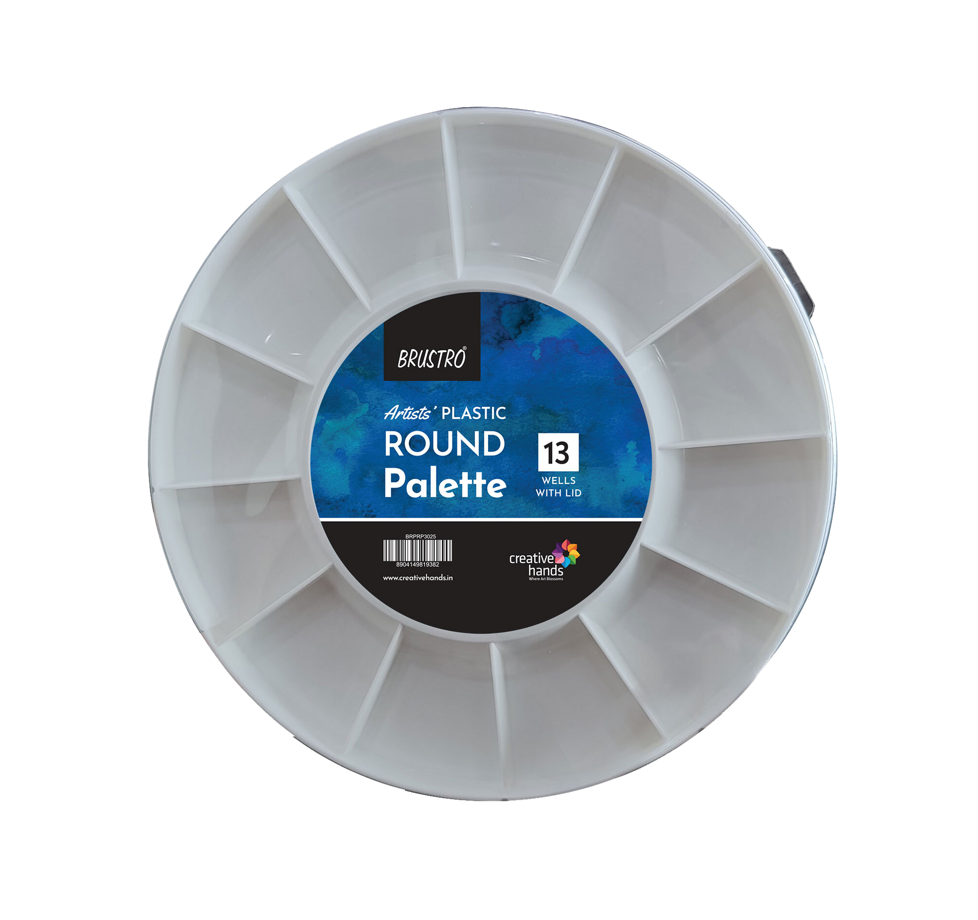 Brustro Round Plastic Palette 13 Wells with Clear lid (30 cm/12” Dia)
