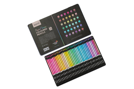 BRUSTRO Artist's  Coloured Pencils Pastel Tone Set of 36 (in elegant tin box)