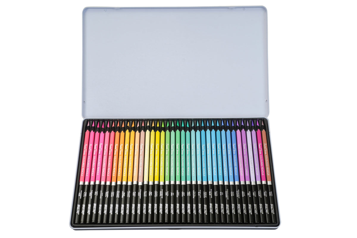 BRUSTRO Artist's  Coloured Pencils Pastel Tone Set of 36 (in elegant tin box)