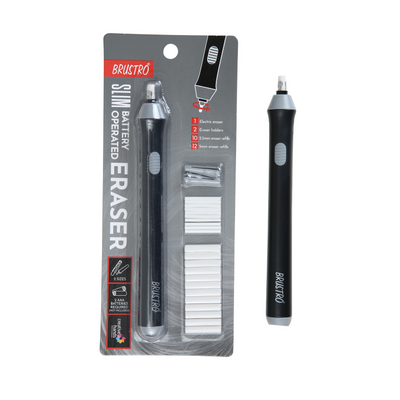 BRUSTRO Automatic Eraser | 2.3mm, 5mm| 22 Refills, 2 Eraser Holders | Ideal for Students and Adults, Drawing, Sketching, Mandala, Portrait | Battery Operated, Electric (Batteries not Included)