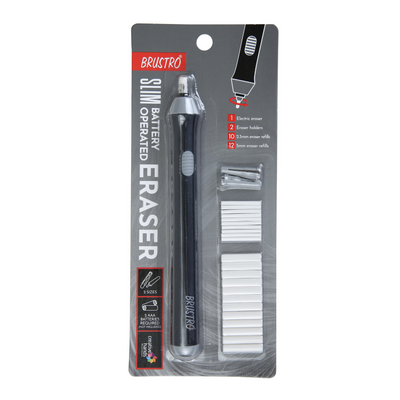 BRUSTRO Automatic Eraser | 2.3mm, 5mm| 22 Refills, 2 Eraser Holders | Ideal for Students and Adults, Drawing, Sketching, Mandala, Portrait | Battery Operated, Electric (Batteries not Included)