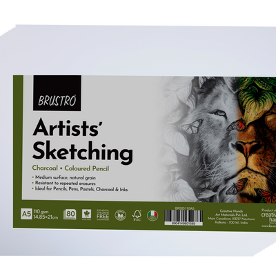 Brustro Artists Sketching Paper 110 GSM A5 Size, Pack of 80 Sheets