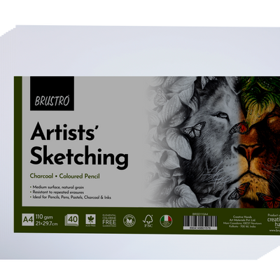 Brustro Artists Sketching Paper 110 GSM A4 Size, Pack of 40 Sheets