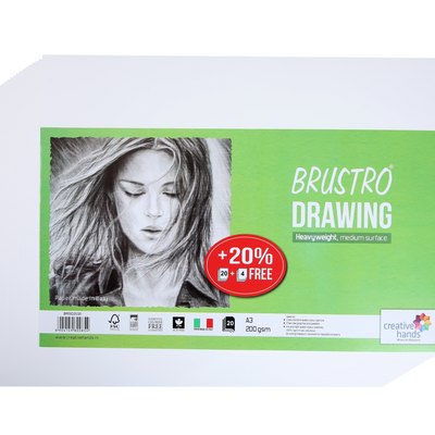 BRUSTRO Drawing Papers | 200 GSM, A3, Pack of 24 (20+4 Sheets) | Ideal for Students, Adults, School, Coloring, Professional Art, Craft, Graphite,Charcoal, Pastels, Sketching, Shading, Drawing,Portrait