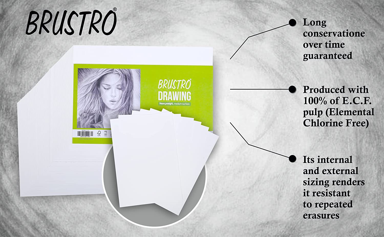 BRUSTRO Drawing Papers | 200 GSM, A3, Pack of 24 (20+4 Sheets) | Ideal for Students, Adults, School, Coloring, Professional Art, Craft, Graphite,Charcoal, Pastels, Sketching, Shading, Drawing,Portrait