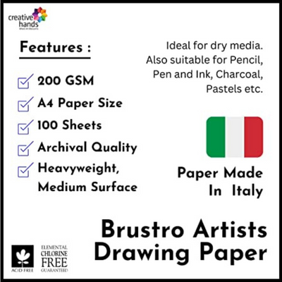 Brustro Artists' Drawing Paper 200gsm Jumbo - A4 (100 Sheets)